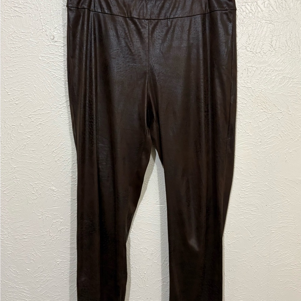 Sleek Brown Leather-Look Leggings ankle fit